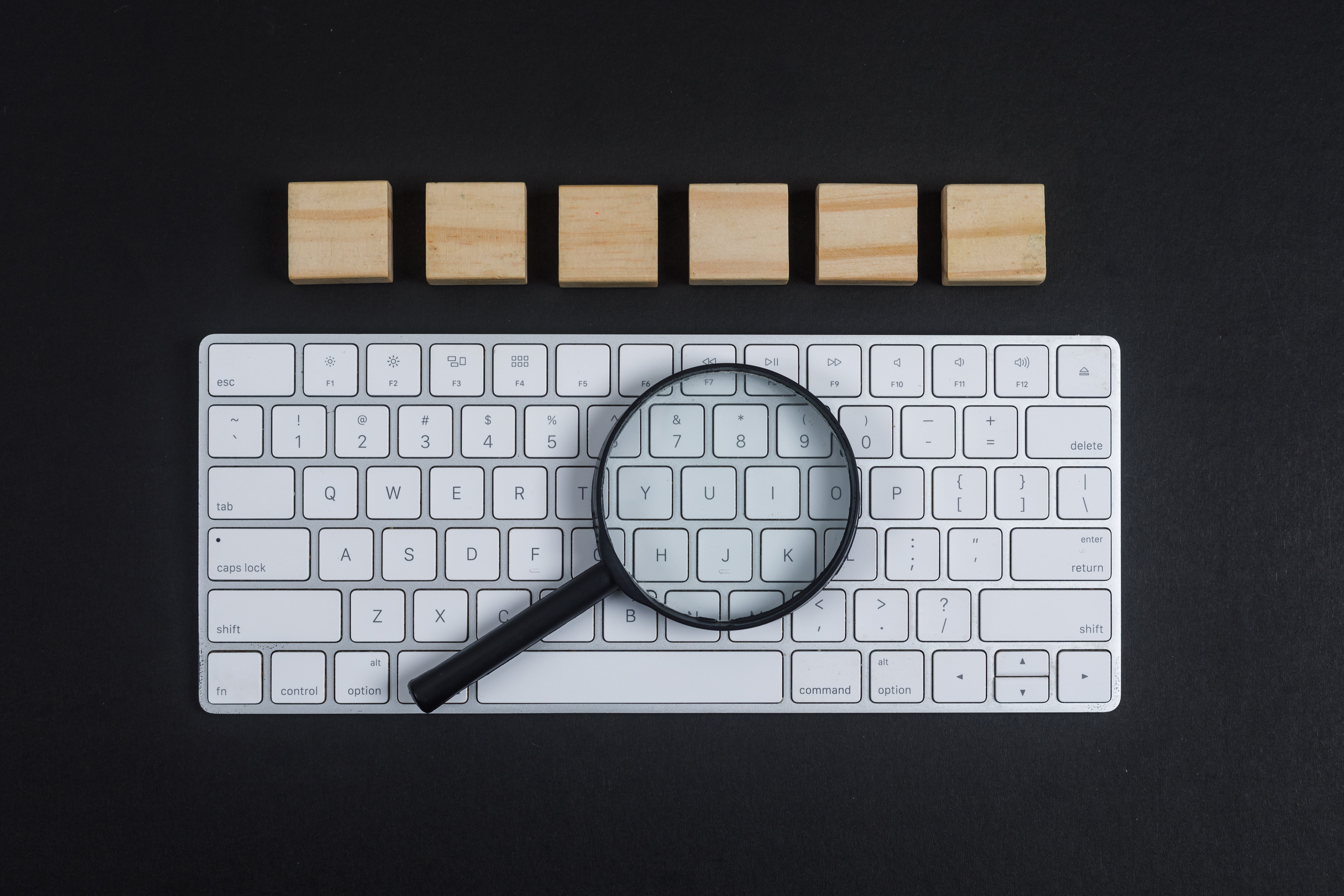 Keyboard with magnifying glass